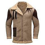 Faonkeew Winterjacke Herren Wildleder Fellkragen Fleecejacke Fleece Gefüttert Cargo Jacke Warme Freizeitjacke Winddichte Outdoorjacke Thermo Arbeitsjacke Weich Warm Wintermantel