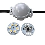 RGBW adressierbares LED-Puck-Pixellicht DC24V 1,8 W (6 LEDs)/Pixel 40 mm offenes Loch IP68 schwarzes Kabel milchige Abdeckung 10 cm/15 cm/20 cm xConnect(20 Pixels 20cm 40mm,UCS2904-RGBW(6500K))