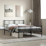Owoxanthellate Metallbett Schwarz 140x190 cm mit Kopf-und Fußteil Stahlrahmen Lattenrost Robustes Bettgestell Modernes Design für Schlafzimmer Gästezimmer Wohnungen