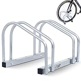 CCLIFE Fahrradständer Boden für 2 Fahrräder mit Reifenbreiten bis 65 mm Eisen Fahrradhalter 40 x 32 x 26 cm
