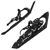 ALPIDEX Schneeschuhe Steighilfe Tragetasche Schuhgröße 38 bis 45 Optional Stöcke, Farbe:Black - ohne Stöcke
