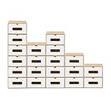 BigDean 20x Schuhaufbewahrung BRAUN/WEISS mit Sichtfenster Aufbewahrungsbox Stapelbar Storage Box Schuhbox Schuhkarton Schuhschachtel Allzweckbox Schublade Pappe aus Kraftpapier