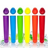 Eisformen Silikon, 6 Stück Ice Pop Maker,Wassereis Formen, Bunt EIS am Stiel Eislutscher Formen mit Decke, Popsicle 100% Lebensmittel Silikon, BPA Frei, Wiederverwendbare Formen für Kinder
