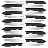 targzier Frühstücksmesser Set 12-teilig,Brötchenmesser mit Wellenschliff, Brotzeitmesser,Tomatenmesser,Buttermesser,Scharfes tafelmesser wellenschliff,Spezialklingenstahl,Spülmaschinenfest,schwarz