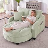 ZIDEY Sofa mit mit Aufbewahrungs-Hocker, Schlafsofa mit Verstellbarer Rückenlehne und Kissen, Klein Sofa, für kleine Wohnzimmer,Studienzimmer,Schlafzimmer,Grün