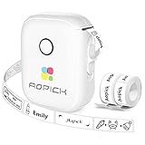 AOPICK Etikettiergerät mit 2 Rollenetikett, Beschriftungsgerät Selbstklebend, Wireless Tragbarer USB Kabelloser Aufladen Etikettiergerät Selbstklebend Kompatibel iOS & Android für Zuhause, Büro, Datum