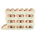 Eierbehälter für Kühlschrank | 4 Ebenen, automatisches Rollen, 30 Kapazität, rutschfest, platzsparendes Gestell für Bauernmarkt, Wohnmobil, Frühstück, Picknick, Vorbereitung von Mahlzeiten