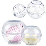 Bssowe 4 Stück Zwiebeldose, Frischhaltekugeln Stapelbar, Frischhaltekugeln Knoblauch & Zwiebeln, Zwiebel Aufbewahrung Kühlschrank, Diameter 7 and 9 cm, Transparent, for Everything That Smells Strong