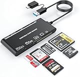 Rovurna USB C USB 3.0 Multi Card Reader, SD/TF/CF/Micro SD/XD/MS 7 in 1 Memory Reader/Adapter/Hub SD SDXC SDHC CF CFI TF Micro MS MMC UHS-I Cards, Windows/Mac/Linux/Android