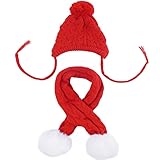 Kuoser Hundemütze & Schal Set, Hund Strickmütze Haustier Weihnachten Winter Warme Kappen Niedliche Accessoires Hals Ohrwärmer Kapuze Warm Schal Party Dekoration für Kleine Mittlere Große Hunde