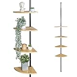 bremermann Teleskop-Wandeckregal mit 4 Ablageböden aus Bambus, vielseitig einsetzbar im Wohnzimmer, Flur, Bad, Büro oder Küche - Variable Einbauhöhe von 140 bis 290 cm (Schwarz)