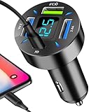 USB-Schnellladegerät, QC3.0-Adapter, 66 W, 4 Anschlüsse, superschneller Kfz-Ladeadapter, LED-Digitalanzeige, Echtzeit-Überwachung der Batteriespannung, verfolgt den Gesundheitsstatus des Autos