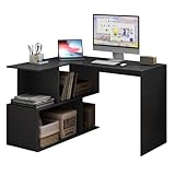 WOLTU Schreibtisch L Form, Eckschreibtisch mit Stauraum, 120x100cm, Computertisch mit Ablagefächern, Bürotisch mit Ablagefächern, PC Laptop Tisch, Winkelschreibtisch, Arbeitstisch, Schwarz