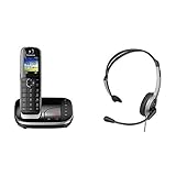 Panasonic KX-TGJ320GB Familien-Telefon mit Anrufbeantworter (schnurloses Telefon, strahlungsarm, Anrufschutz, DECT Basisstation, Freisprechen) schwarz & RP-TCA430E-S Headset für KX-TGxx Serie