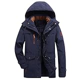 Dufflecoat Herren Winterjacke Gepolsterter Und Verdickter Lockerer Casual Style Mit Taschen Jackenmantel Herren Mantel Ohne Kragen (Blue, M)