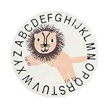 Xzcvalimn Runde Tier-Teppichmatte, Rutschfester, weicher Cartoon-Teppich für Kinder, Bezauberndes Alphabet- und Tierdesign, Krabbelmatte aus Kunstkaschmir für Pflegezimmer, Spielzimmer und (Typ A)