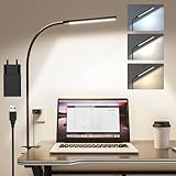 Aisutha Schreibtischlampe Klemmbar, Schreibtischlampe Led mit Stecker, 3 Farben, 10 Helligkeiten, Schreibtisch Lampe Dimmbar, Augenschutz, füR BüRo, Arbeitszimmer und Schneidert (Schwarz-1)