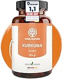 Pure Nature Kurkuma Kapseln Komplex HOCHDOSIERT [1 Kps/Tag I 12.000mg Curcuma] - Curcuma Kapseln hochdosiert mit Vitamin C & Piperin - 90 Kurkuma Kapseln - Hergestellt in DE