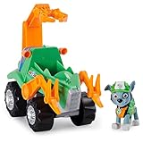 PAW PATROL Dino Rescue Rockys Basis Fahrzeug mit Rückzieh-Mechanismus, inklusive Hundefigur und Überraschungs-Dino, Spielzeug für Kinder ab 3 Jahren