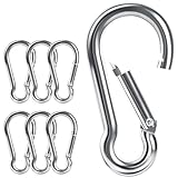 Caianwin 6 Stück Karabinerhaken M8*80mm,DIN 5299C Karabiner Tragfähigkeit bis zu 400kg Karabinerhaken Groß aus verzinktem Stahl für Rucksack, Hundeleine, Camping, Reisen, Wandern