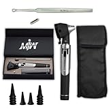 Mini-Taschen-Glasfaser-Otoskop für erwachsene Kinder mit extra austauschbarem LED-Licht und Ohrenschmalz-Entfernungswerkzeug aus Edelstahl (Silver)
