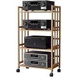 Höhenverstellbarer HiFi-Audioständer – 5-stufiges Medienregal für Fernseher und Kabelboxen – Vielseitiger Stereoschrank und Schallplattenregal (80 x 38 x 123 cm) – Perfekt für die Einrichtun