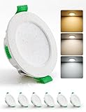 HOMEOW LED Einbaustrahler 230V 55mm – 68mm Lochmaß, 4W LED Spots Warmweiß Neutralweiß Kaltweiß, Einbauleuchten Deckenspots Einbau Ultra Flach IP44 für Bad, 6er Set