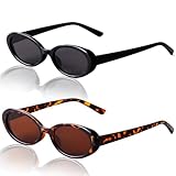 Johiux 2 Stück Vintage Oval Sonnenbrille,Sunglasses für Woman,Sonnenbrille für Damen und Herren,Party Sonnenbrille,Aesthetic Accessoires Sunglasses Woman UV400（2 Stile）