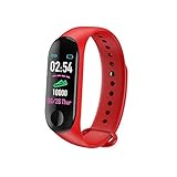 Nensiche M3 Smart Band Watch Armband Fitness Activity Tracker Sport Armband (rot, Einheitsgröße)