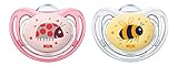 NUK Freestyle Silikon-Schnuller, kiefergerechte Form, 0-6 Monate, 2 Stück, Girl, rosa