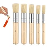 5 Stück Schablonierpinsel 5 Größen Holz Schablone Pinsel Naturborsten Pinsel Borstenpinsel Set Rund Borsten Malpinsel Für Acrylmalerei ÖLmalerei Malschablone DIY Kunst Handwerk Malerei Pinsel