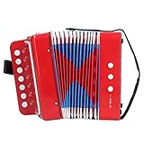 Focket Akkordeon-Instrument, 7-Tasten-Knopf-Mini-pädagogisches Musikinstrument-Spielzeug mit Riemen, Professionelles -Akkordeon-Spielzeug für, Anfänger, Studenten