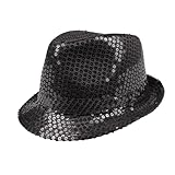 Boland - Pailletten Hut, Unisex, Disco Outfit, Accessoire, Karneval, Kostüm, Themenparty, Mottoparty