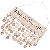 SOIMISS Holzkalender Selbstgemacht Hängekalender mit 50 50 Herz Karten Erinnerungstafel Inklusive Seil Wanddekoration für Wohnzimmer und Büro