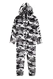 CityComfort Onesie Kinder Fleece Overall Jumpsuit Schlafanzug Jungen Mädchen Extra Weich Einteiler Ganzkörperanzug Schlafoverall Pyjama Strampelanzug 7-14 Jahre (Grau Arctic, 13-14 Jahre)