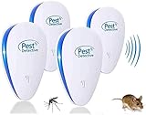 Ultraschall Schädlingsbekämpfer,Elektronische Insektenschutzmittel,Control Indoor Vertreiber von Arten Insekten und Nagetiere wie Maus,Moskito,Kakerlaken,Pest usw(4 Stück)