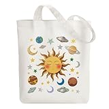 ANATTASOUL Baumwolltasche Personalisiert mit Sonnenplaneten, Leinwand Geschenk Tragetasche für Damen Freundin Mama Schwestern Ehefrau Geburtstag, Muttertag Tasche