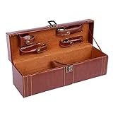 PawwJoy Wein-Geschenkbox, PU-Leder, Champagner-Aufbewahrungshalter mit Wein-Set, Reise-Weinkoffer, Weintragetasche für Veranstaltungen, Weinliebhaber, Geschenk, Jahrestag, Einzelner Schlitz