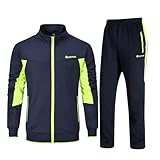 Rdruko Jogginganzug Herren Set Trainingsanzug Sportanzug Langarm Freizeitanzug Männer Tracksuit für Fußball Gym-Dunkelblau Grün XL