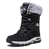 HOBIBEAR Damen Schneestiefel Winterstiefel Outdoor Warm Gefütterte Snow Boot Wasserdicht Wanderstiefel 37-44