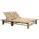 vidaXL Sonnenliege 2-Personen mit verstellbaren Rückenlehnen Gartenliege Doppelliege Relaxliege Liege Strandliege Gartenmöbel Bambus
