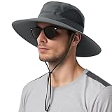 J.Fée Sonnenhut Herren, Safari Hut Herren Unisex Wanderhut mit Windschutz, Sonnenhut Damen, Sommerhut Damen Outdoor, 55-60CM, Dunkelgrau, 1 Stück