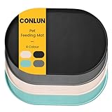 Conlun Napfunterlage Hund,1,2cm Hohe Ränder Futtermatte Katzen zur Vermeidung von Verschüttungen,BPA-Freie Silikonmatte mit Rand Gummi-Hundenapf Unterlage für Futter-und Wassernäpfe(Schwarz,48x30cm)HS
