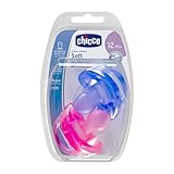 Chicco Schnuller Physio Soft, 100% Silikon, 2 Stück, Rosa/Lila, 16-36 Monate (2er Pack)