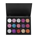 15 Farben Wasserdichte Glitzer Lidschatten Palette, Augen Make up Palette, Glänzendes Lidschatten Kosmetikpulver mit Langanhaltendem Make up für Tägliches