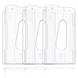 Jinpojun 3 Pack Ausweishülle Vertikale 2-Karten-Ausweishalter, Transparente Kartenhalter mit Daumenausschub, Ausweishalter Hartplastik Schutzhülle für Büro Schule Kreditkarten Führerscheine und Pässe