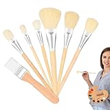 Acrylfarben-Pinsel-Set – 7 Stück Makemop Mop Gold, Fächerpinsel für professionelle Künstler | dekorative Malerei Leinwand Leinwand