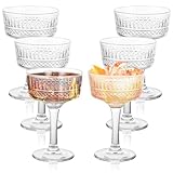 LDXDRU Sektschalen 6er set, Vintage Coupé Gläser 260ML, Champagner Schalen, Kristallklare Champagnergläser, Espresso Martini Gläser, Cocktailgläser für Brautparty, Festliche Anlässe und Partyabende