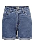 ONLY Damen Shorts high Waist 5-Pocket Design Knopfleiste Reißverschluss Kurze Bermudas, Farben:Blau-3, Größe:S