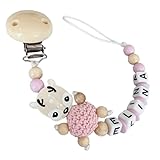 Schnullerband mit Namen für Mädchen & Jungen personalisierte Baby Geschenke (Reh Rosa)